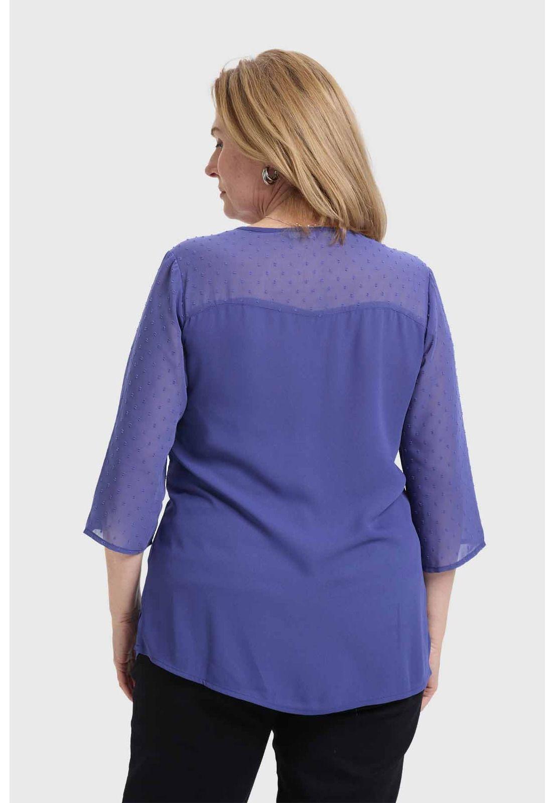 Blusa Mujer Cuello V Azul-2