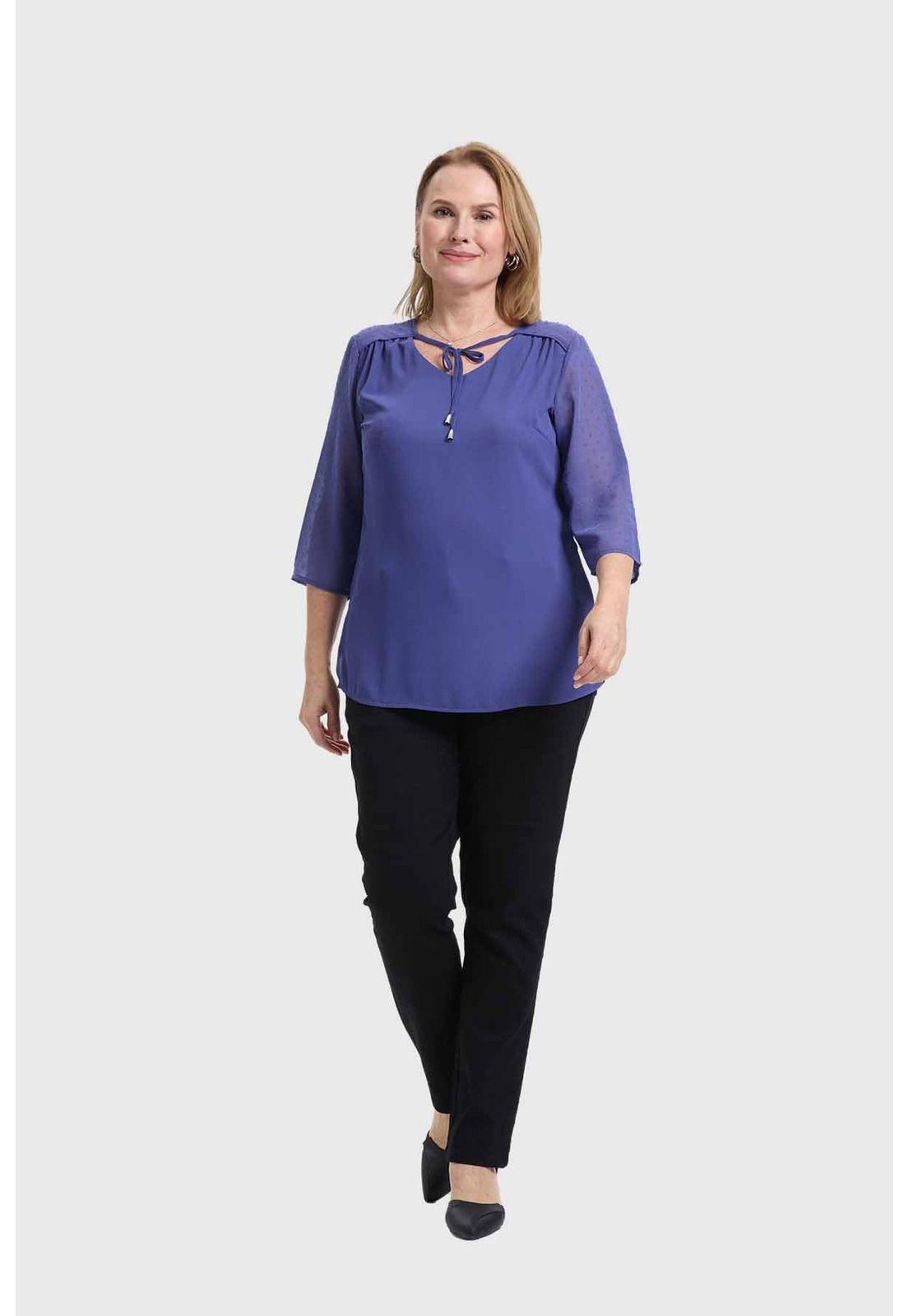 Blusa Mujer Cuello V Azul-3