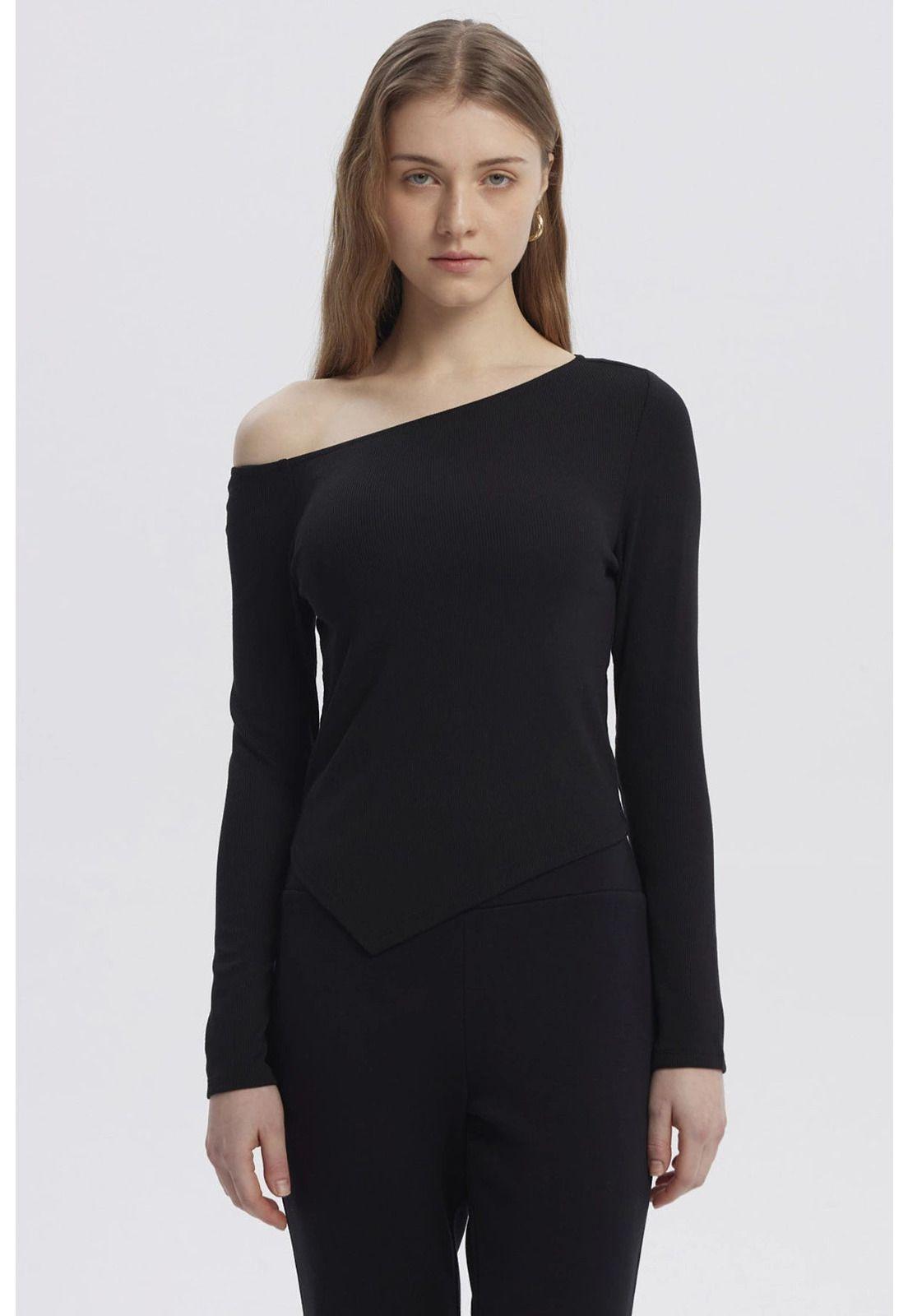 Polera Mujer Asimétrica Negro - ll-0