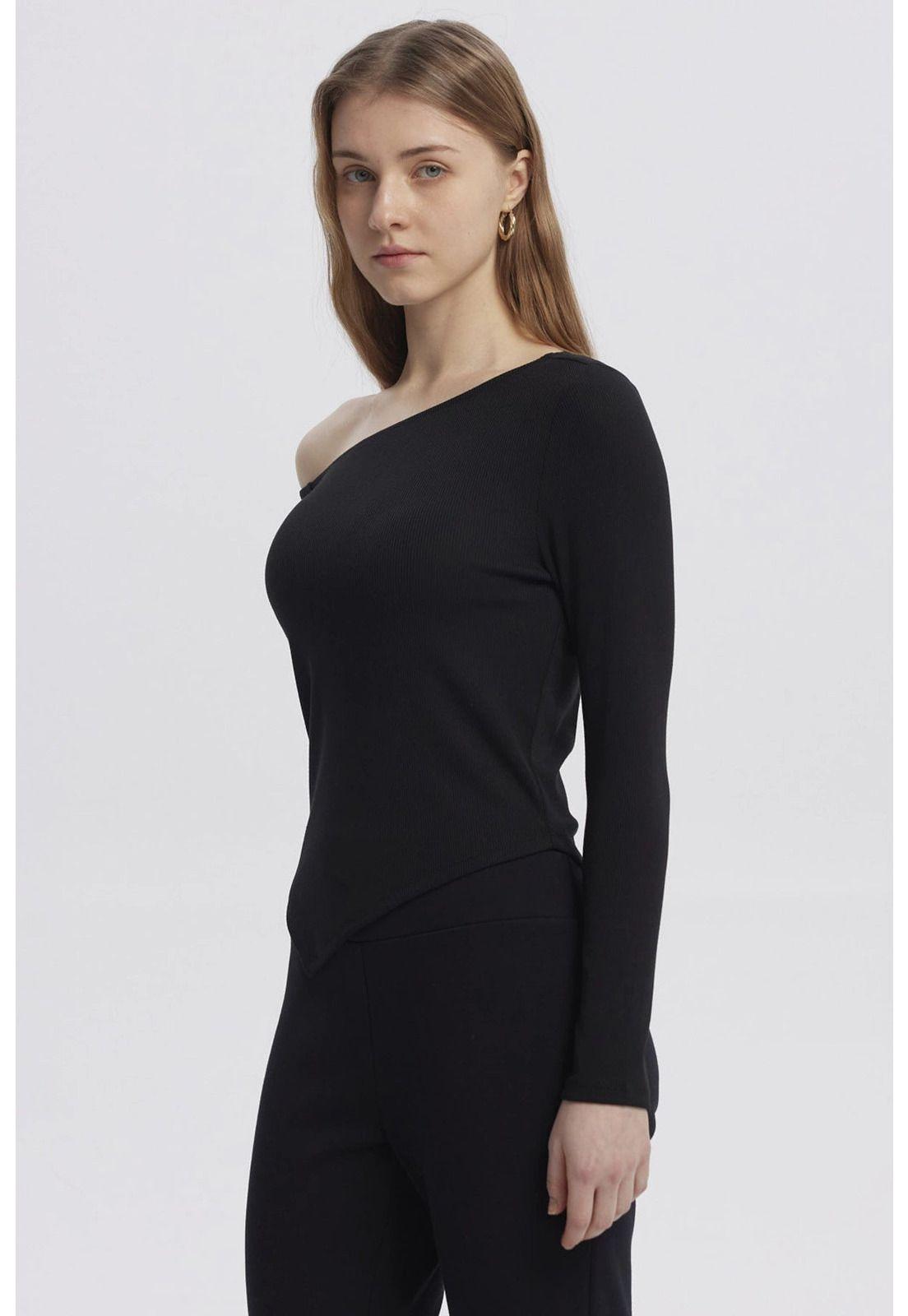 Polera Mujer Asimétrica Negro - ll-1