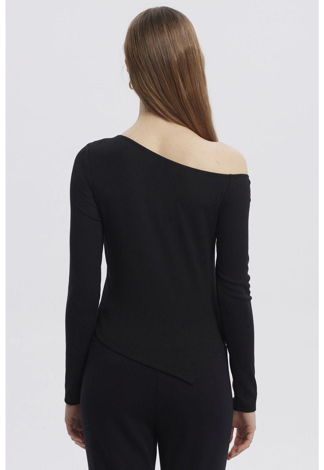 Polera Mujer Asimétrica Negro - ll-2