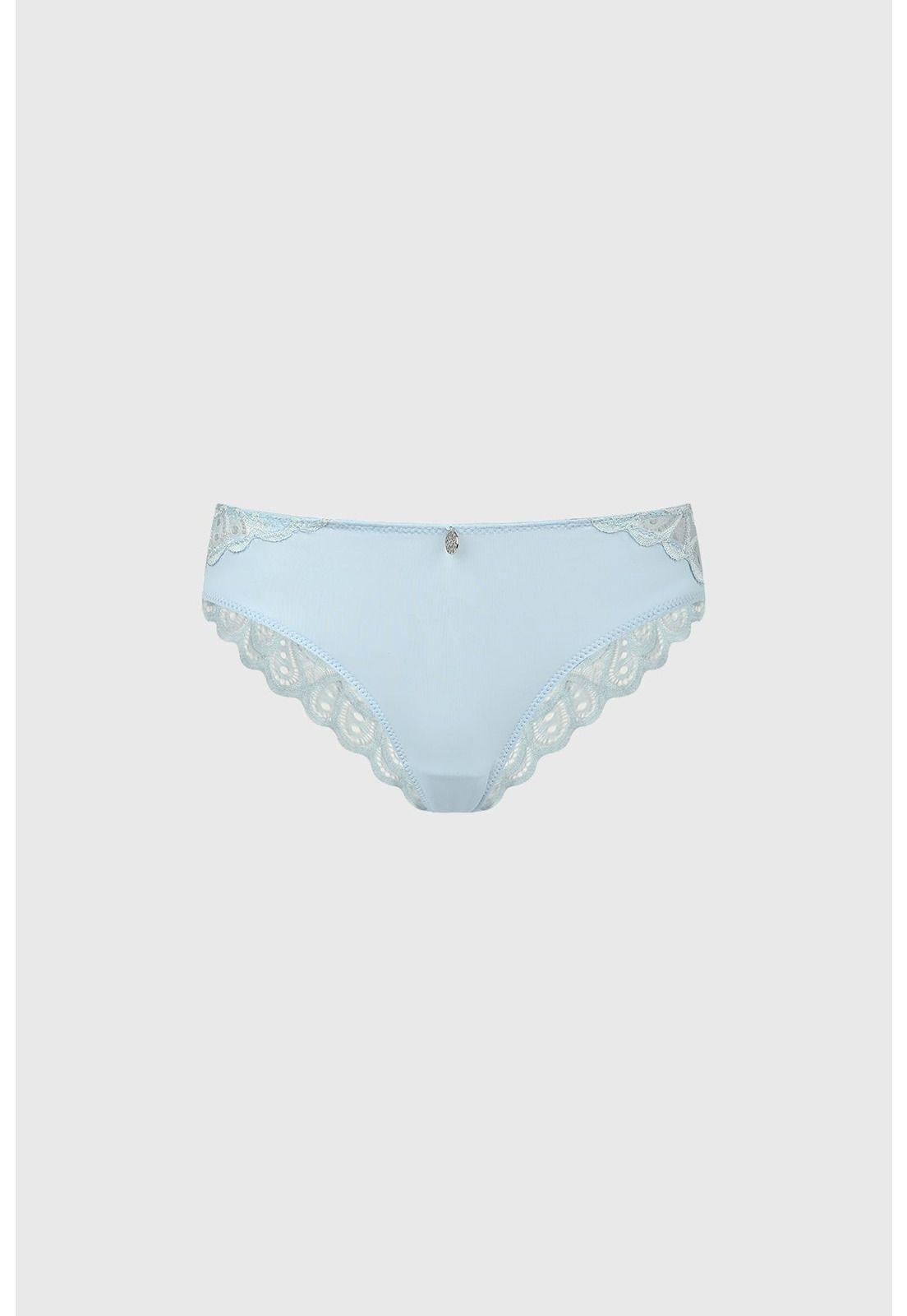 Calzón Mujer Tiro Alto Detalle Encaje Azul Claro-0
