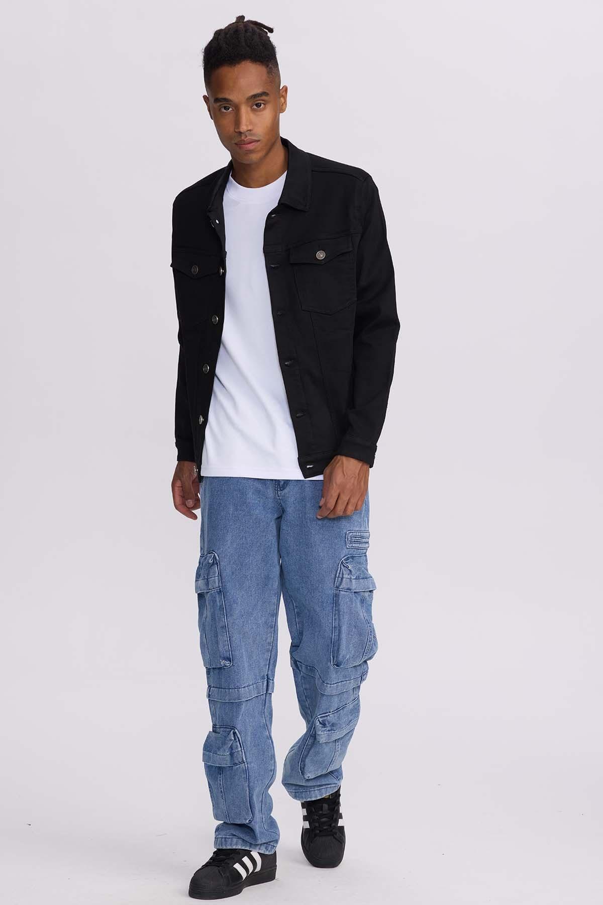 Chaqueta Hombre Costura Negro-3
