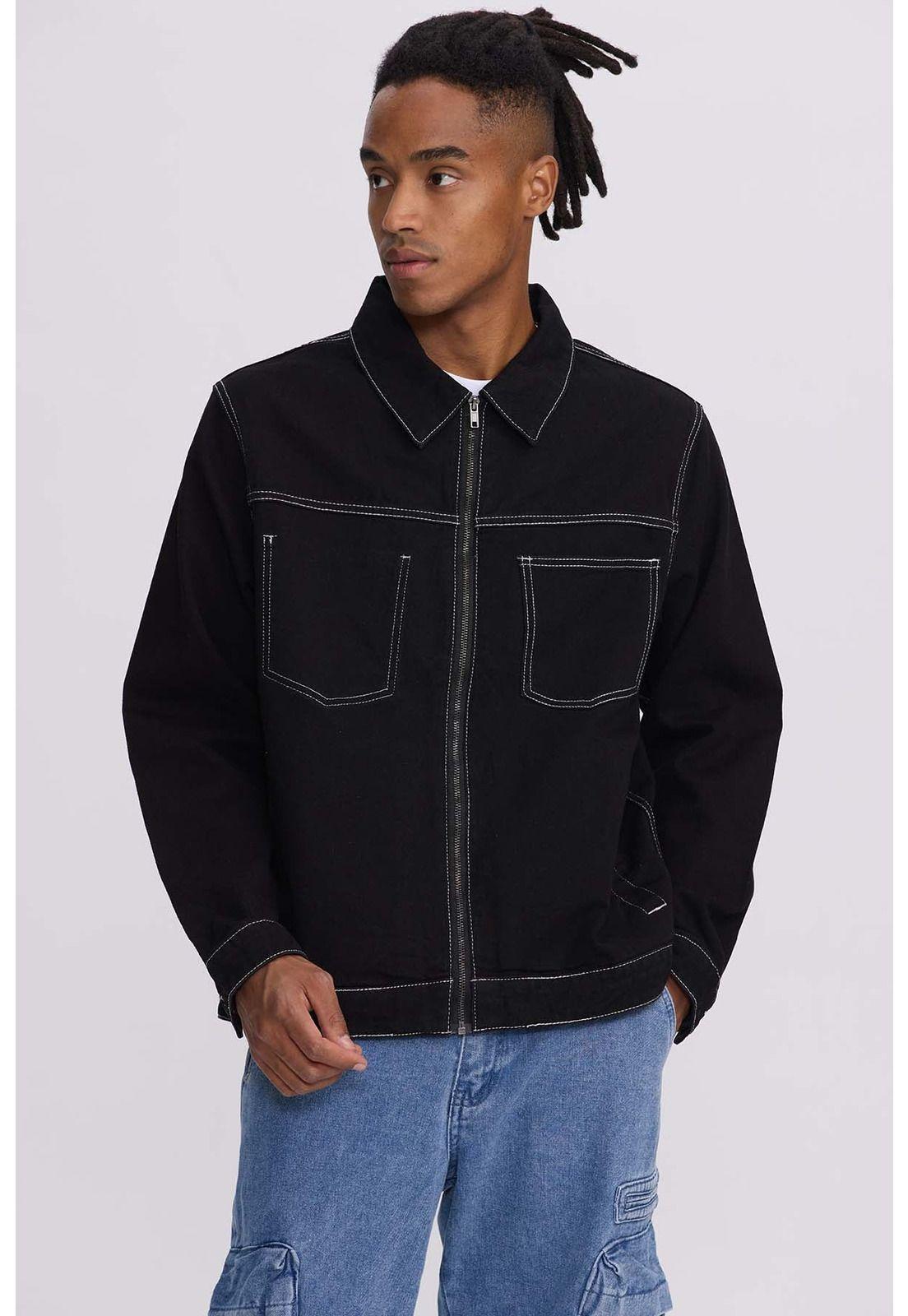 Chaqueta Hombre Costura Negro-0