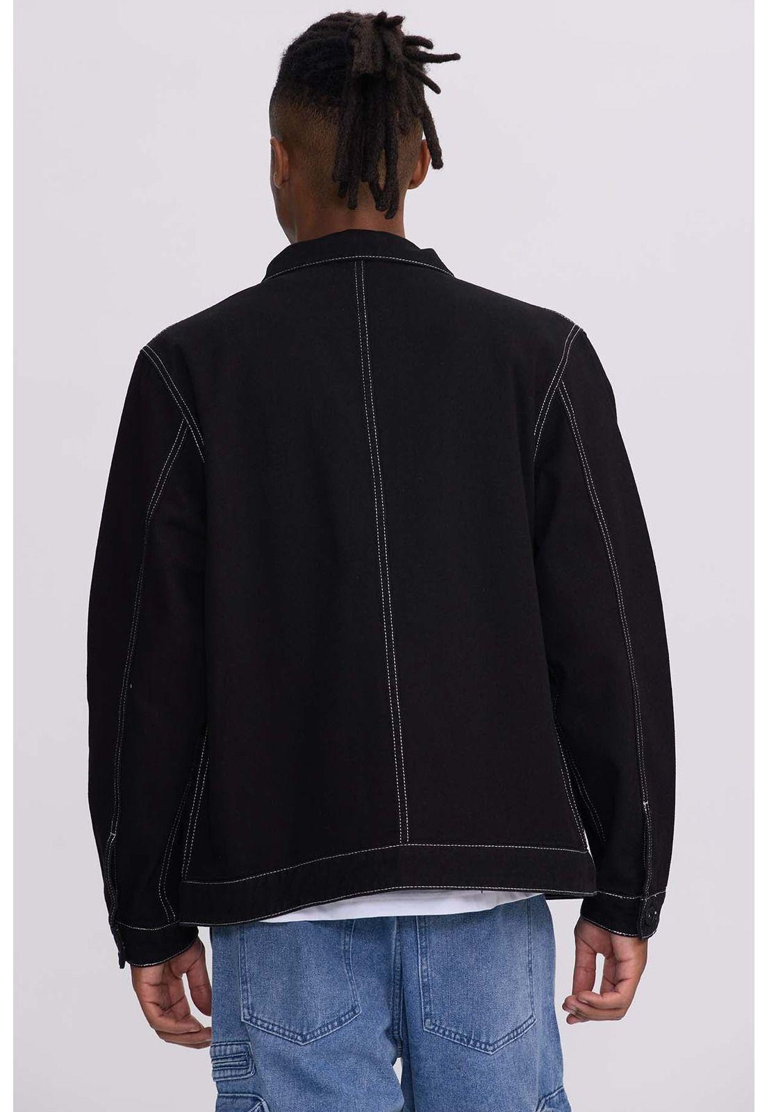 Chaqueta Hombre Costura Negro-2