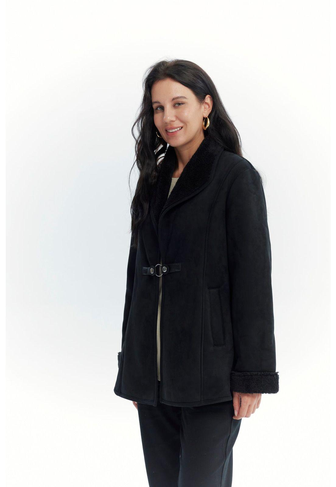 Chaqueta Mujer Slim Cuello Camisero Negro - ll-1