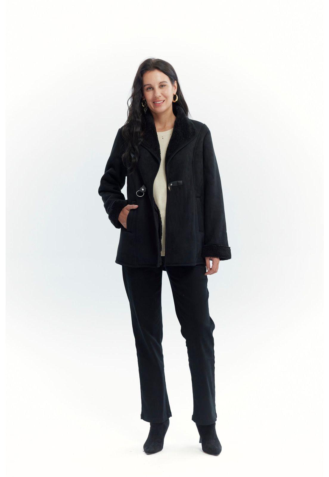 Chaqueta Mujer Slim Cuello Camisero Negro - ll-3