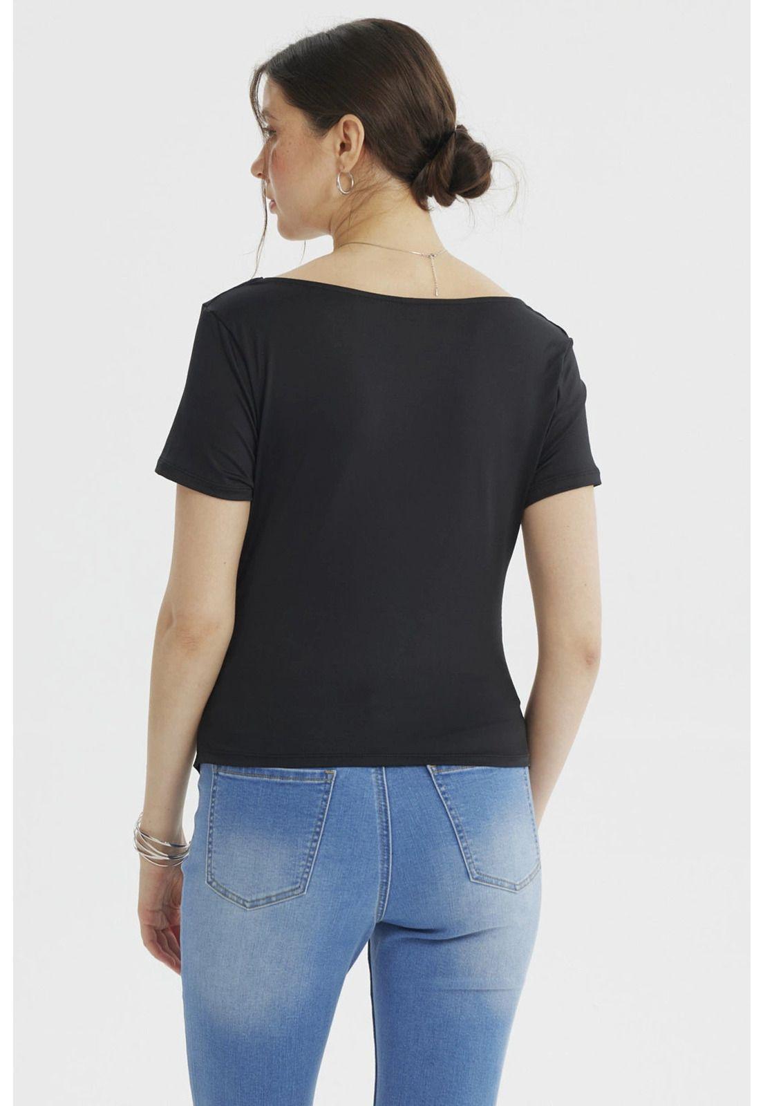 Polera Mujer Drapeado Basta Negro-2