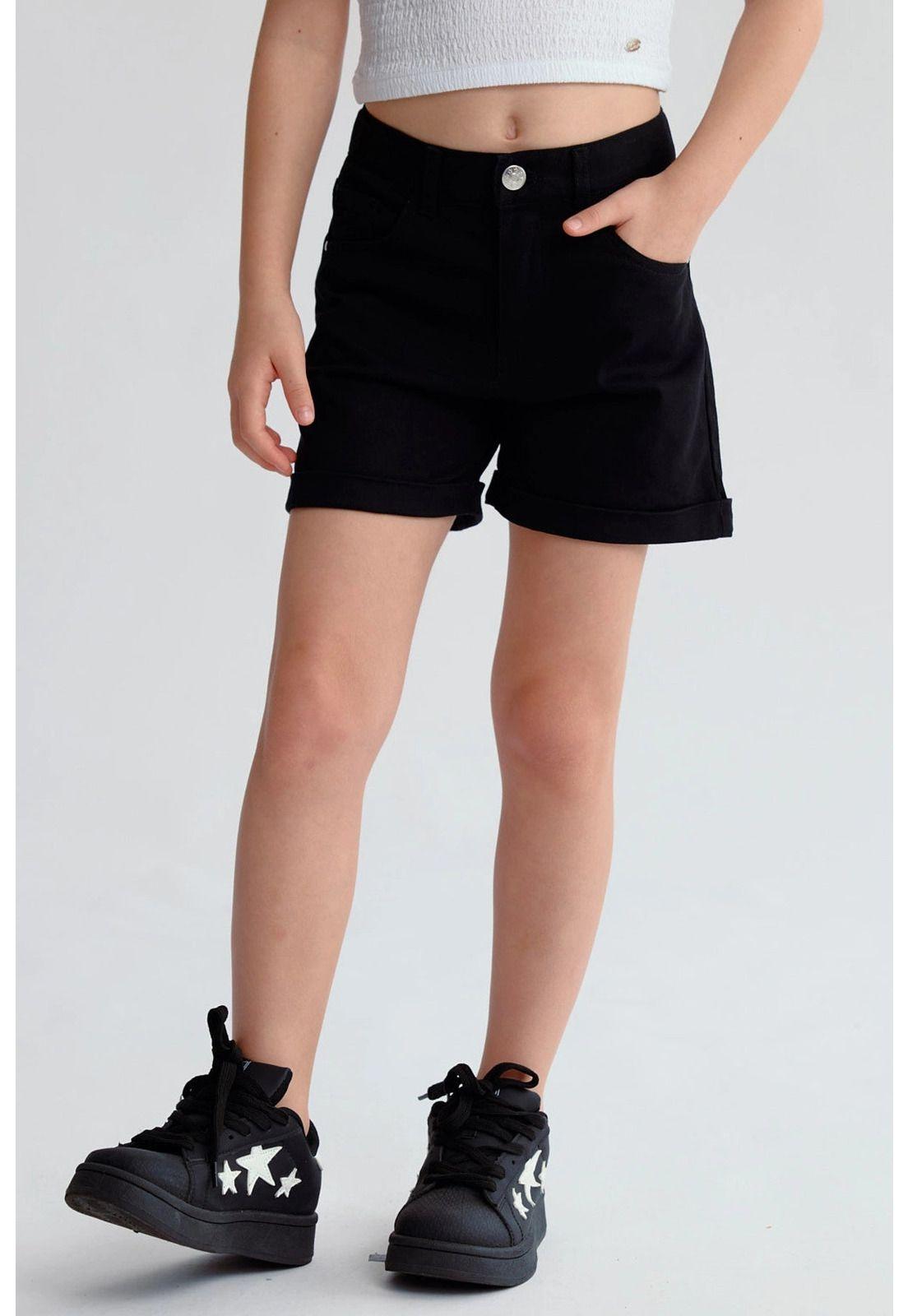 Short Niña Gabardina Básico Negro-0