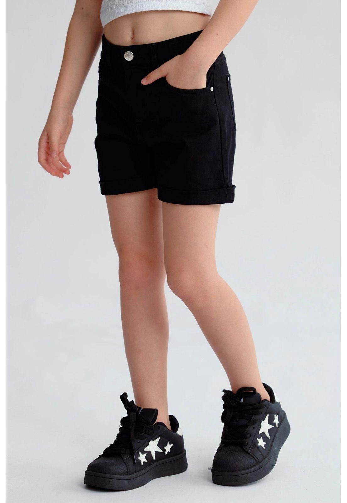 Short Niña Gabardina Básico Negro-1