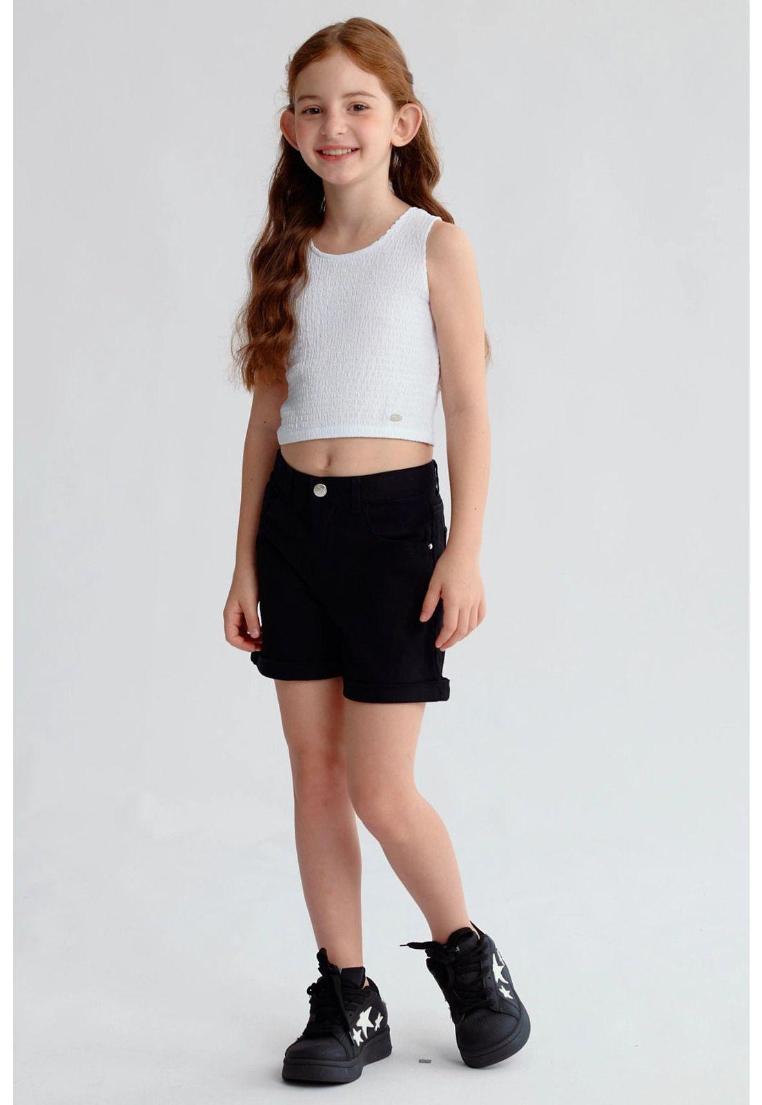 Short Niña Gabardina Básico Negro-3
