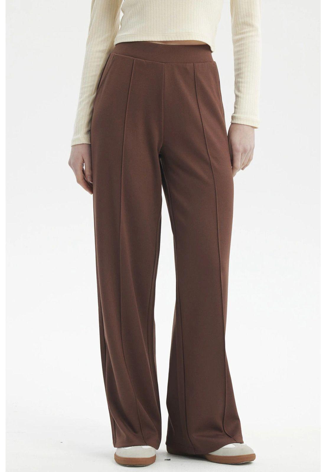 Pantalón Mujer Calce Recto Café Oscuro-0