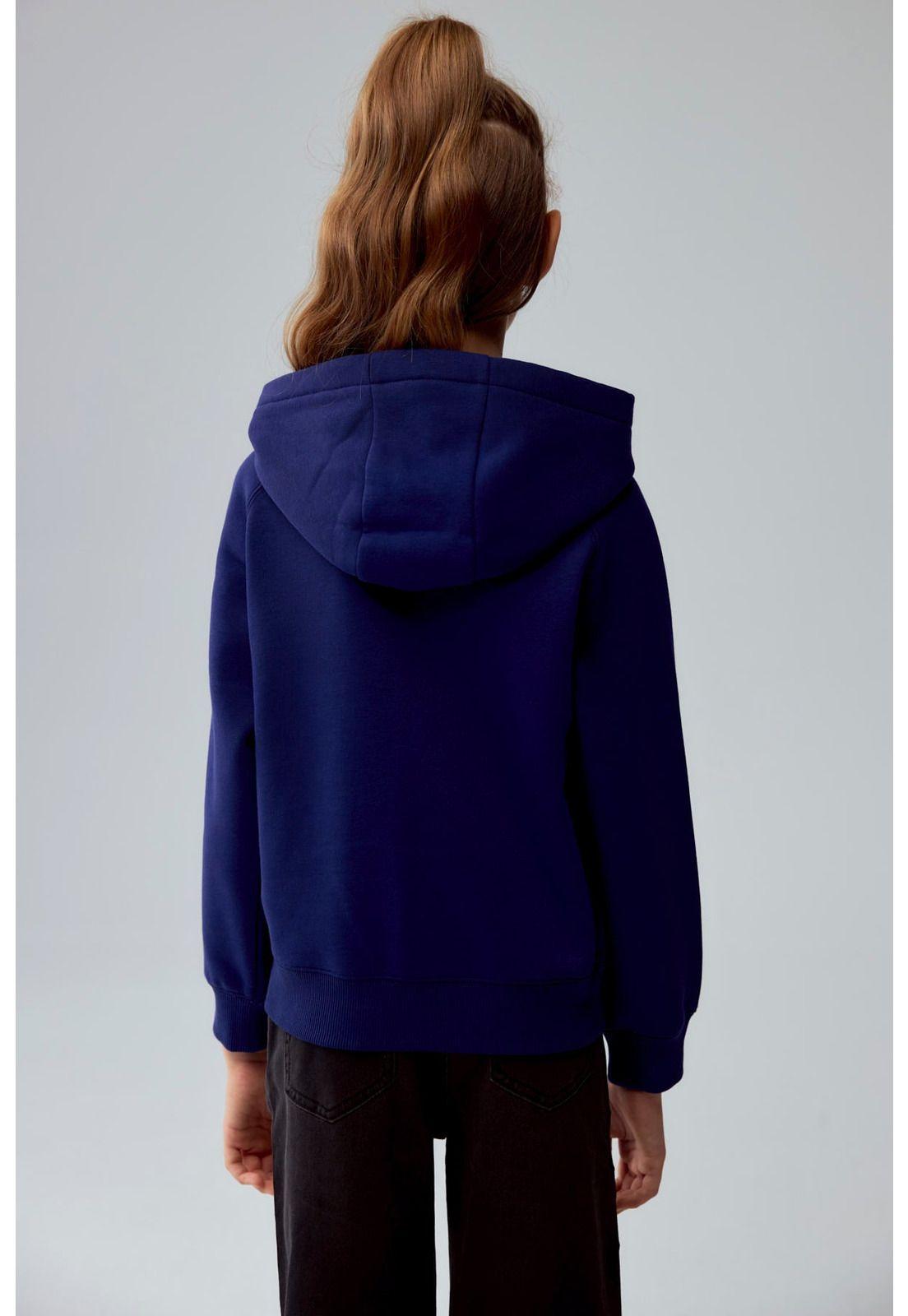 Polerón Niña Con Textura Mangas Azul Oscuro-2