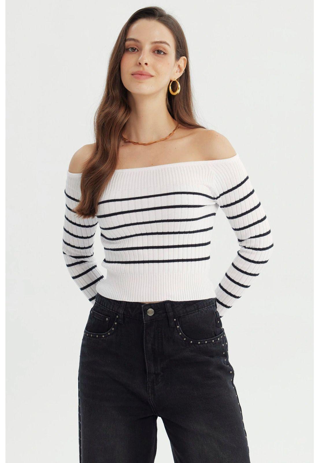 Sweater Mujer Ajustado Blanco - ll-0