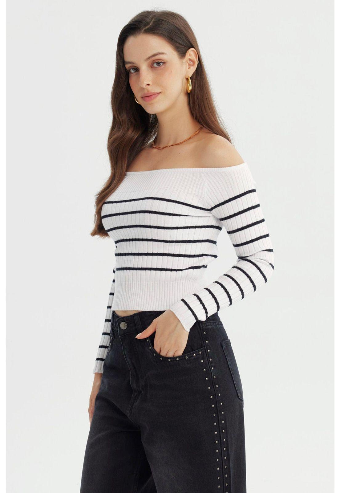 Sweater Mujer Ajustado Blanco - ll-1