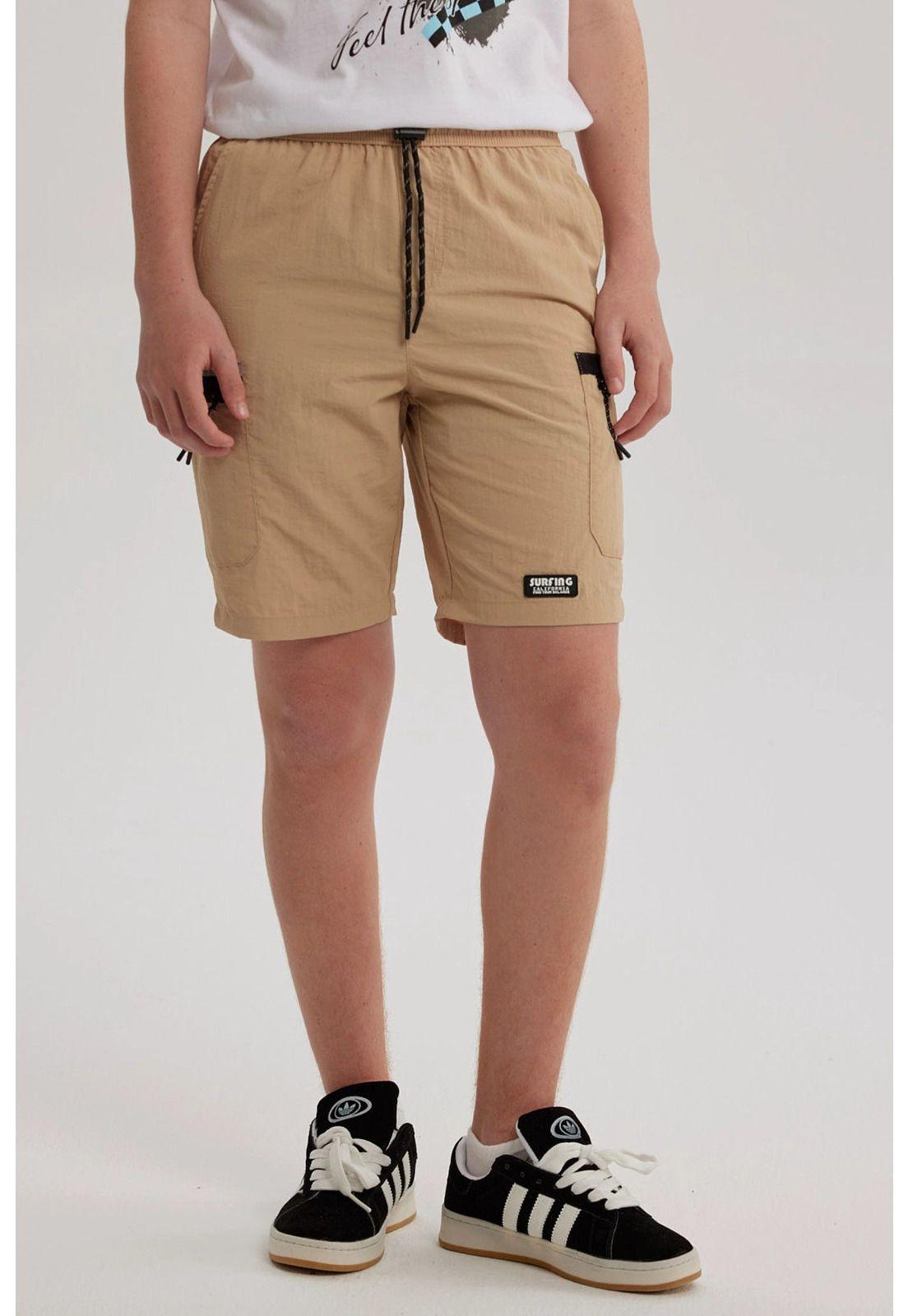 Bermuda Niño Cargo Taslan Kaki-0