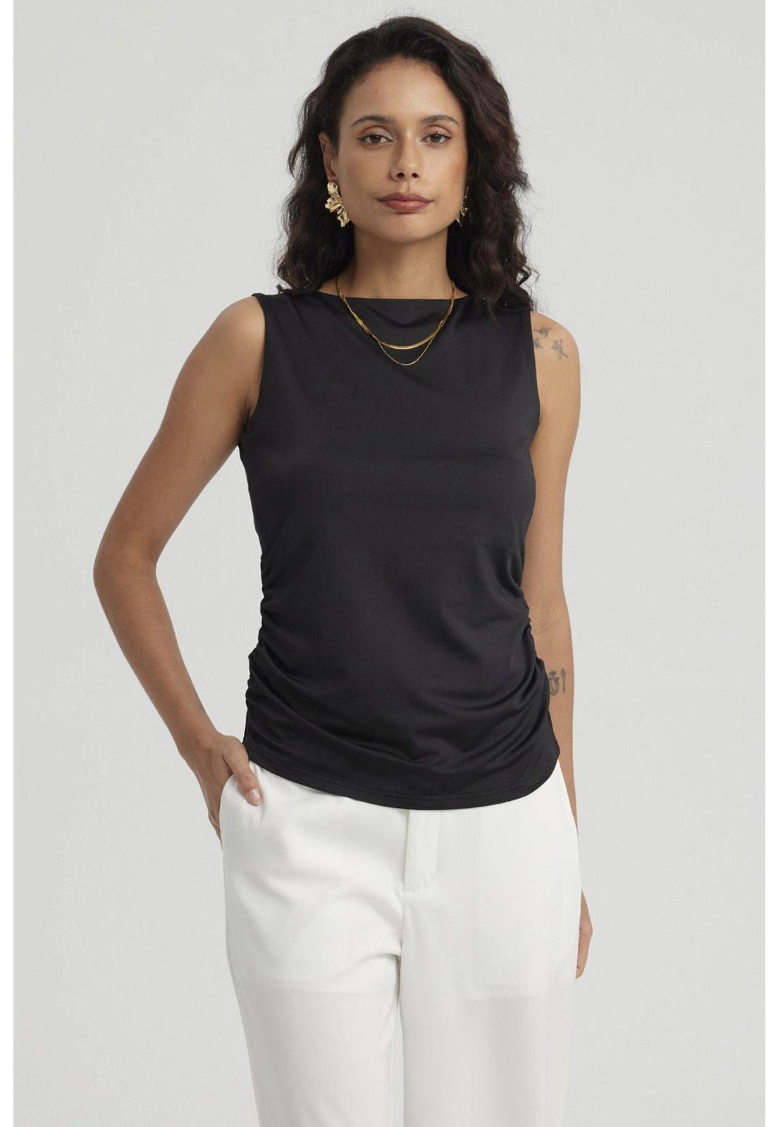 Polera Mujer Doble Capa Delantera Negro-4