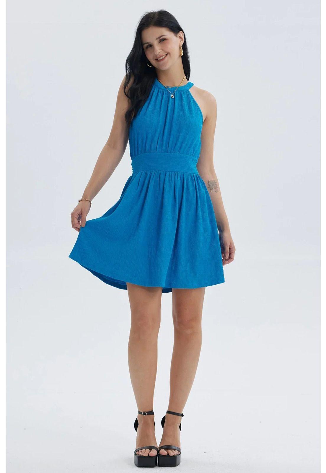 Vestido Mujer Corto Azul Claro-0