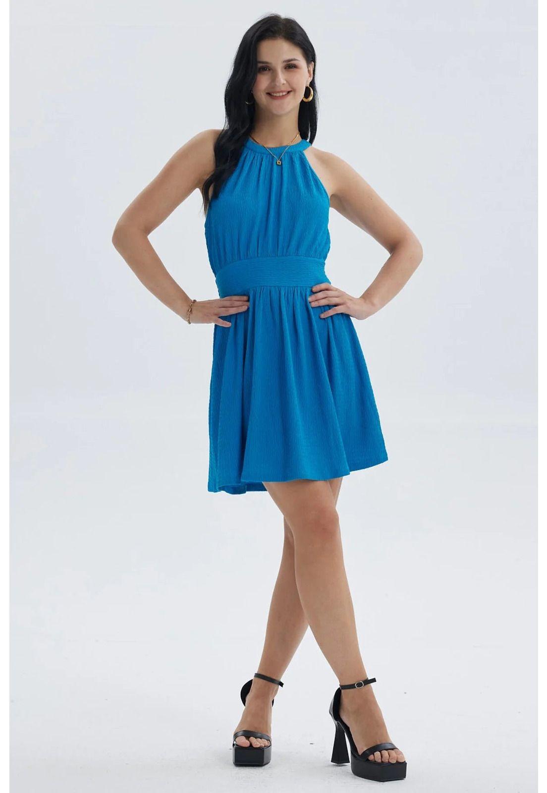 Vestido Mujer Corto Azul Claro-1