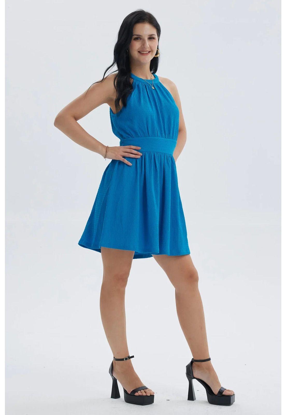 Vestido Mujer Corto Azul Claro-2