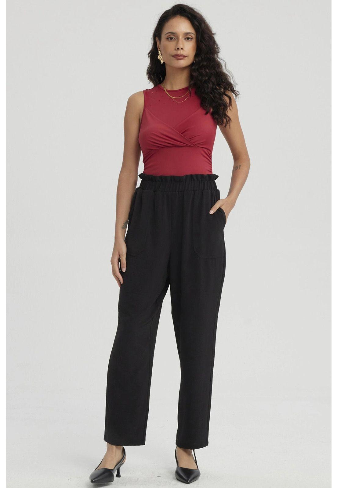 Pantalón Mujer Calce Slim Bolsillo Negro-3