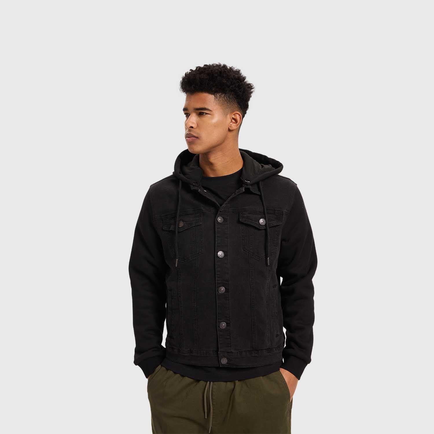 Chaqueta Hombre Con Gorro Negro-1