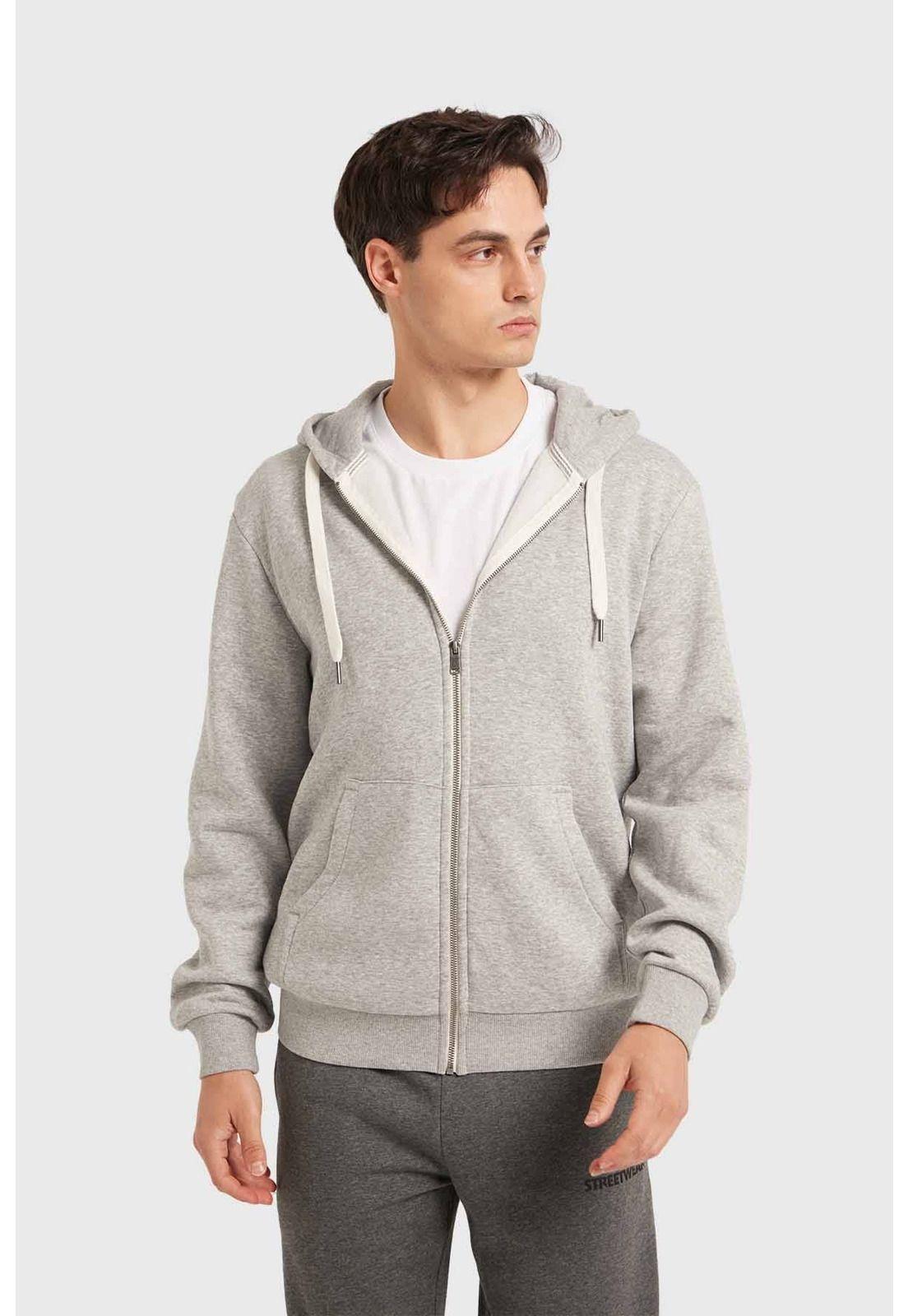Polerón Hombre Hoodie Básico Gris-1