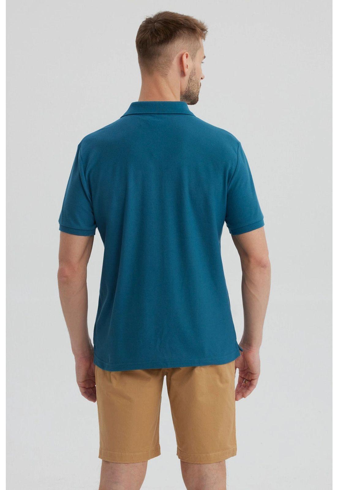 Polera Hombre Piqué Básica Lisa Petróleo - V-2