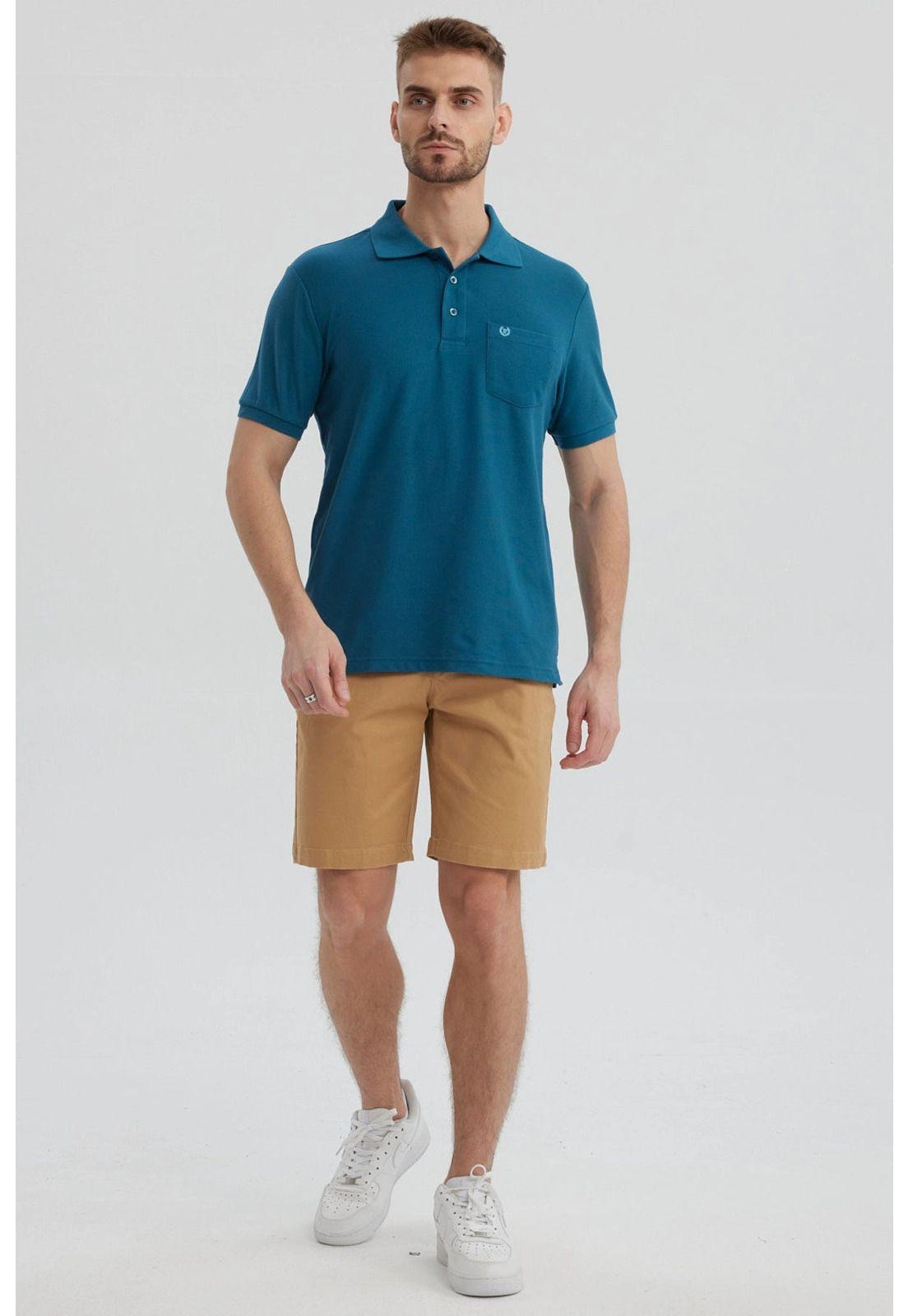 Polera Hombre Piqué Básica Lisa Petróleo - V-3