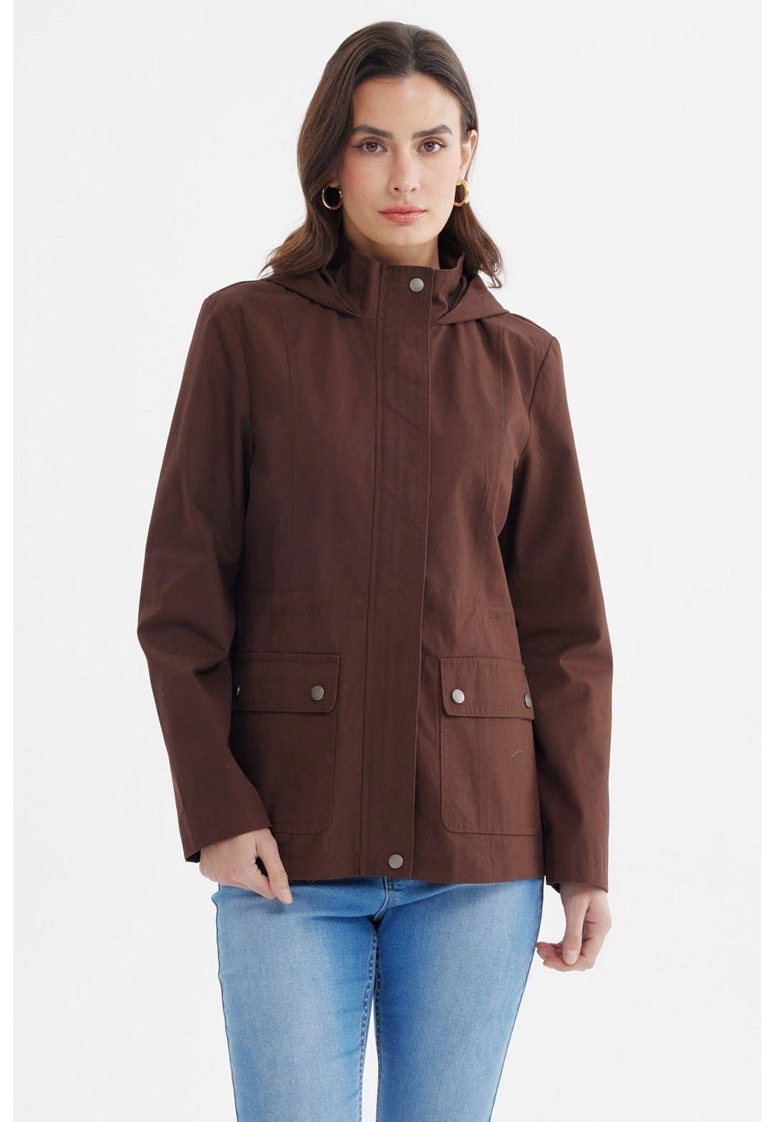 Chaqueta Mujer Con Gorro Chocolate-0