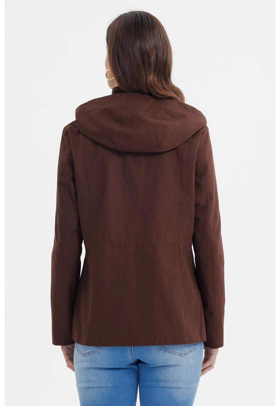 Chaqueta Mujer Con Gorro Chocolate-2