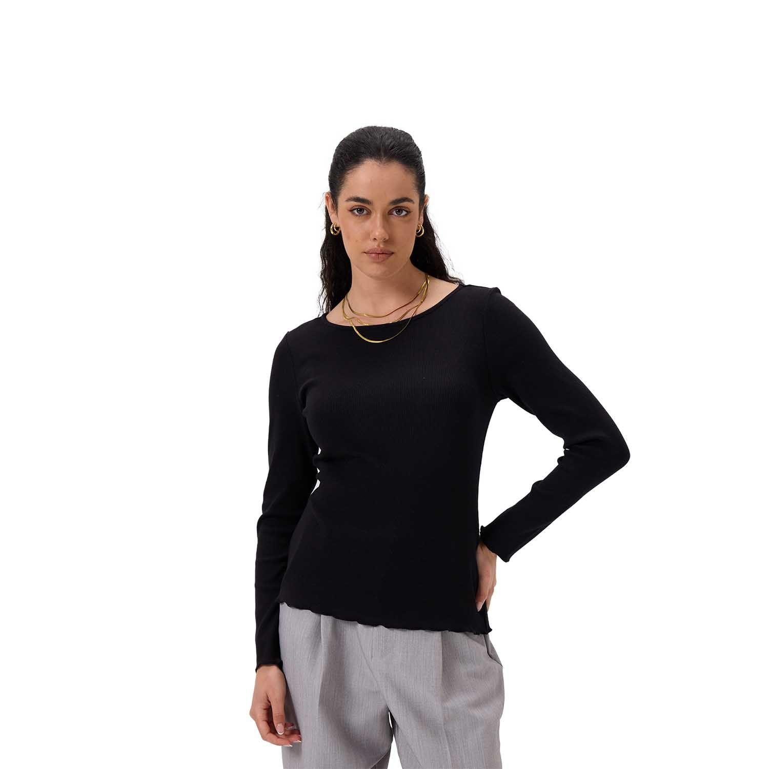Polera Mujer Rib Lisa Negro II Fashion's Park-0