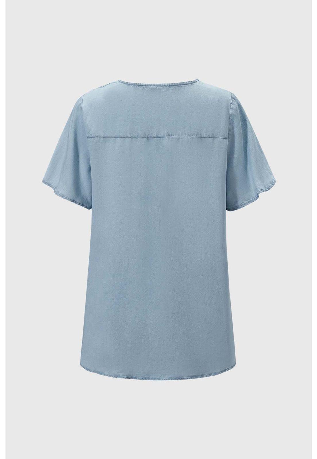 Blusa Mujer Tencel Abotonado Azul-1