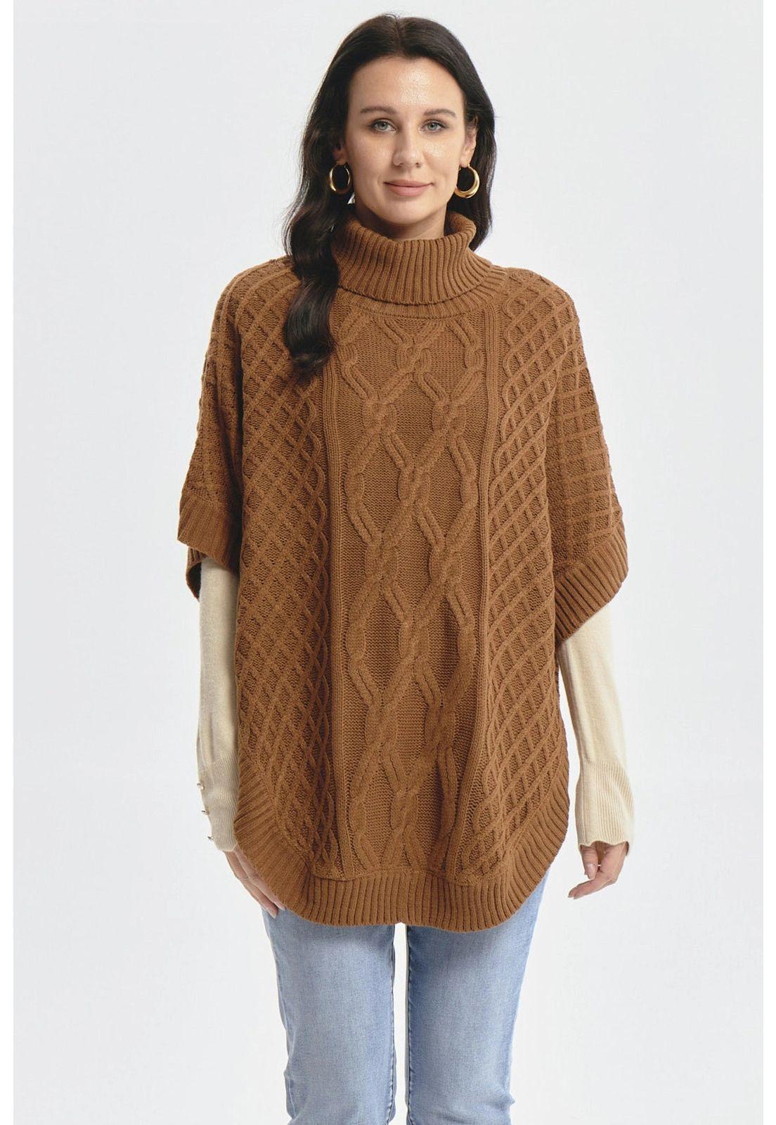 Sweater Mujer Trenzado Camel - ll-0