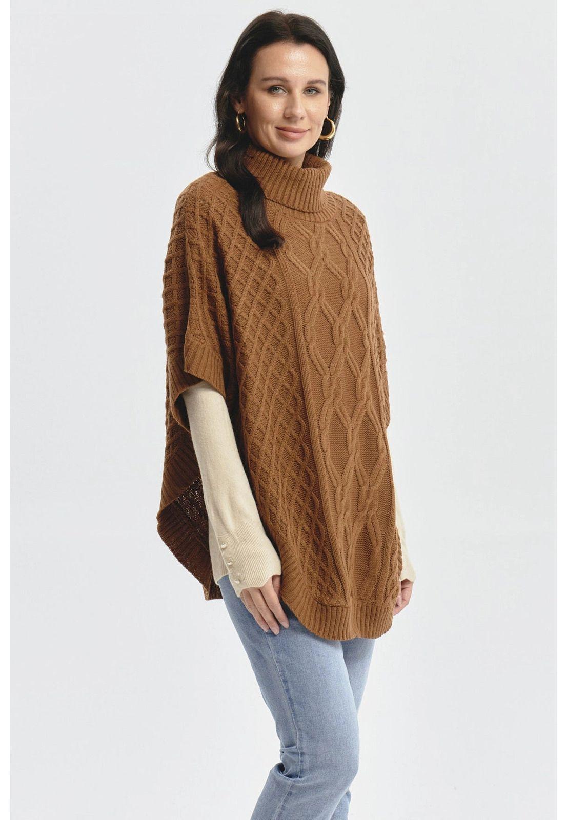Sweater Mujer Trenzado Camel - ll-1