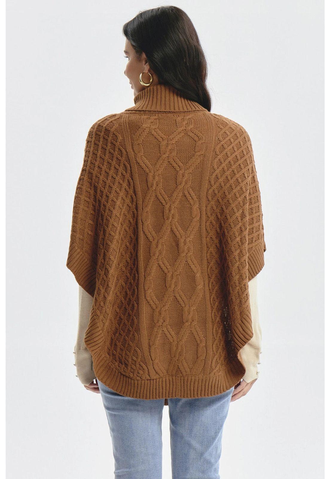 Sweater Mujer Trenzado Camel - ll-2