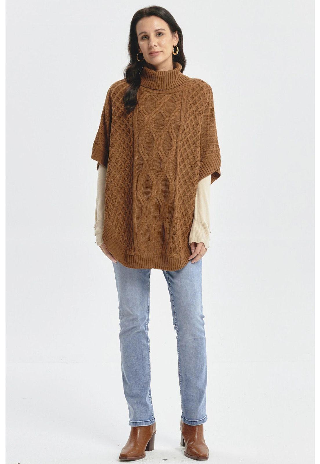 Sweater Mujer Trenzado Camel - ll-3