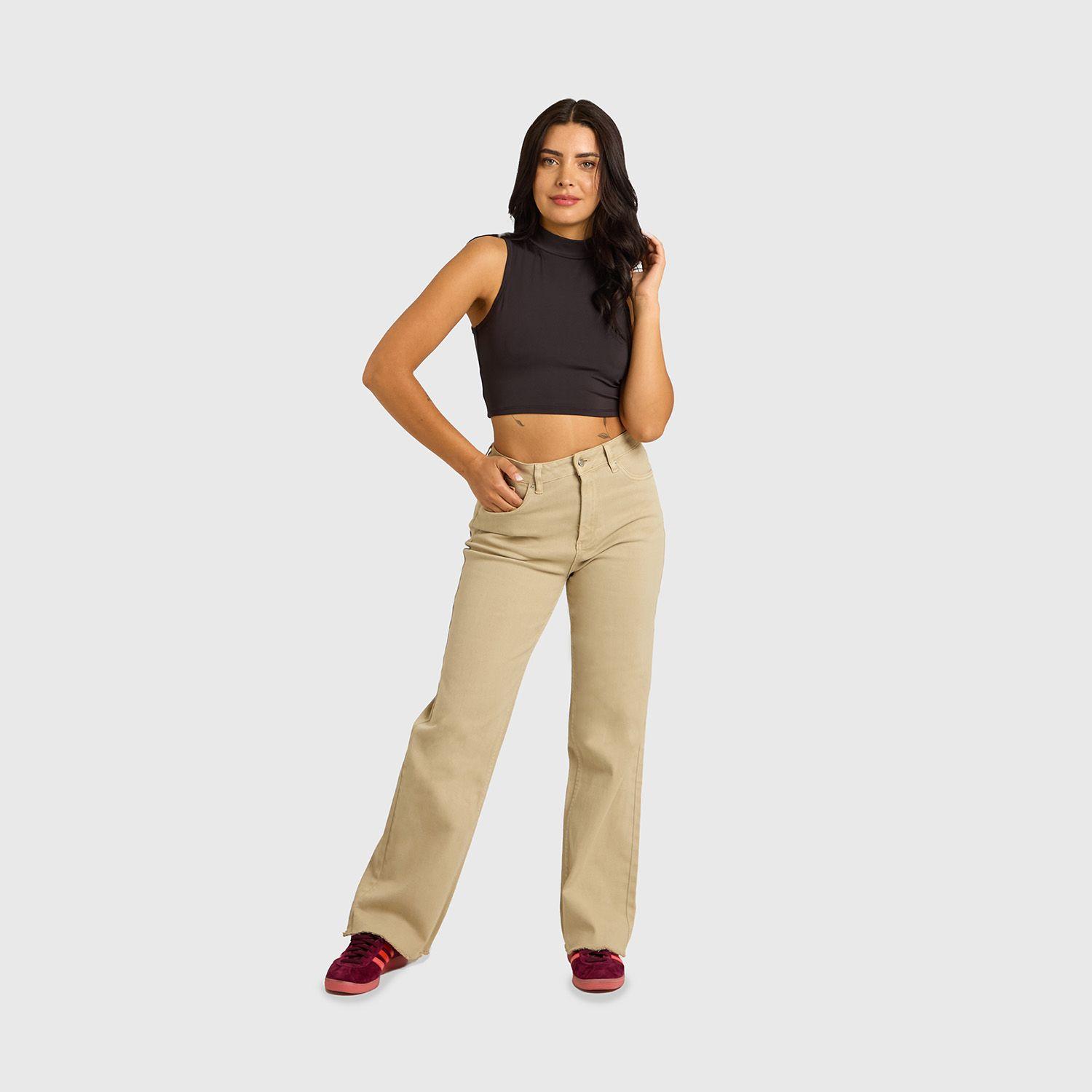 Jeans Mujer Recto Color Beige Fashions Park-3
