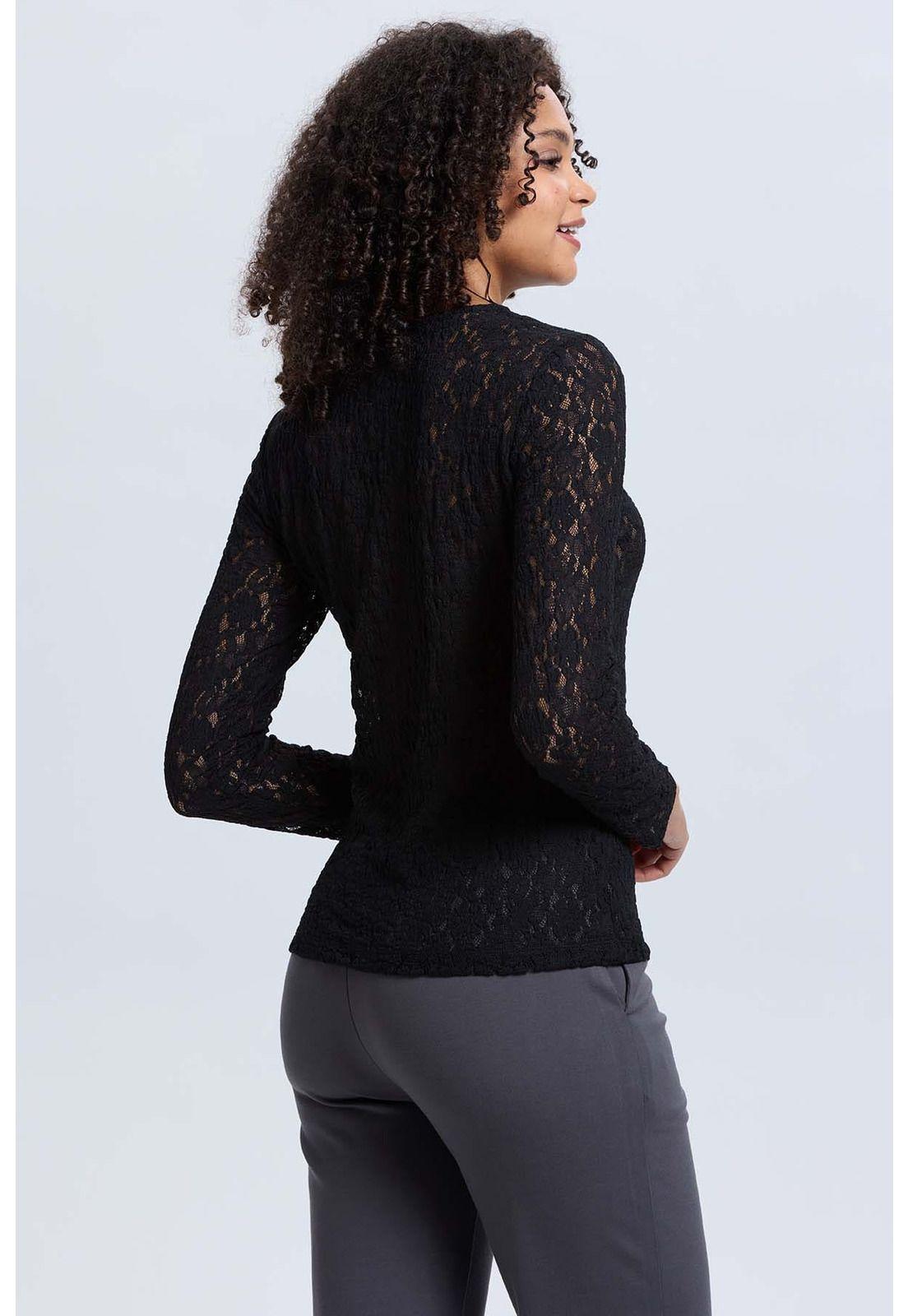 Polera Mujer Encaje Negro-2