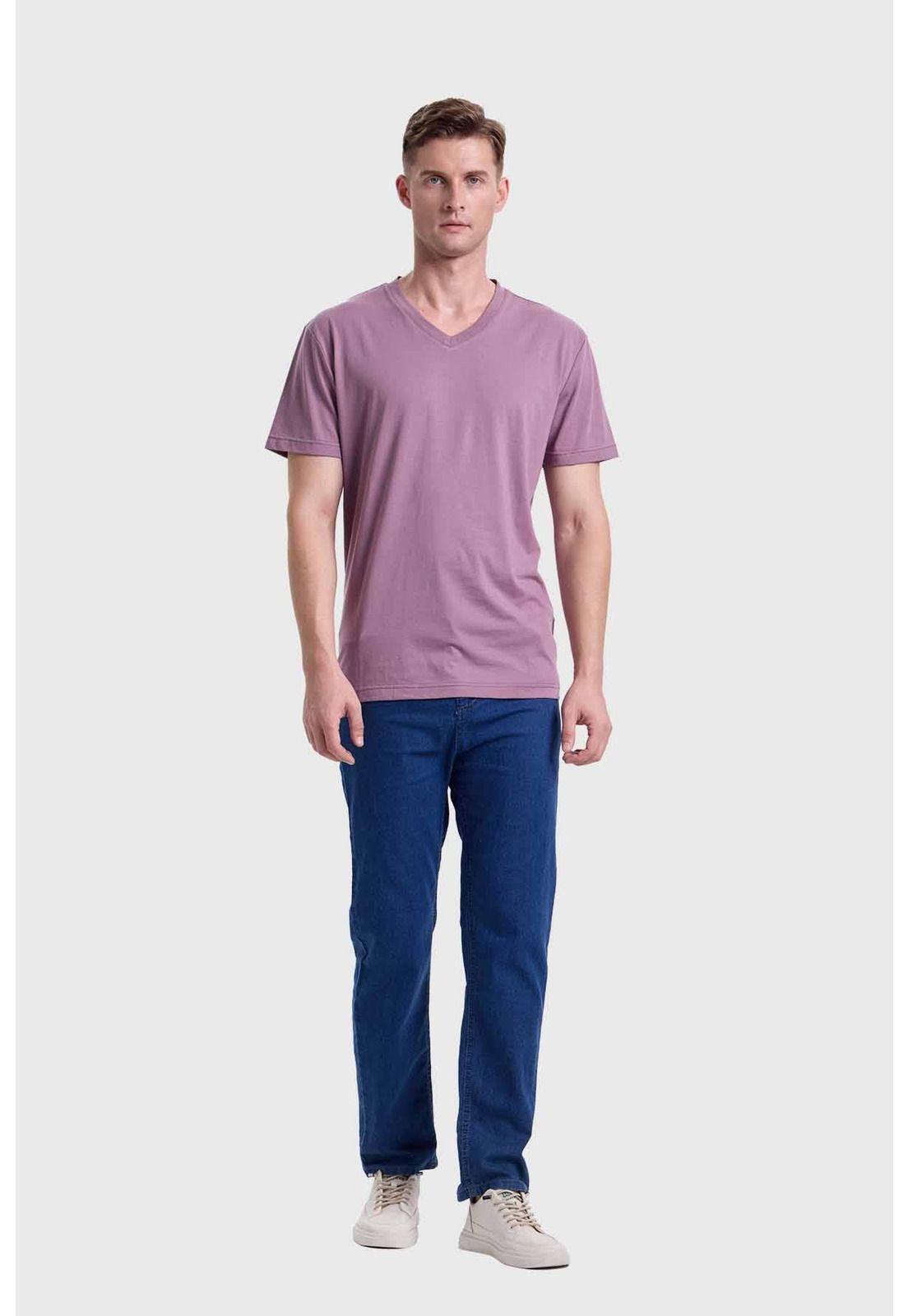 Polera Hombre Cuello V Básica Malva-3