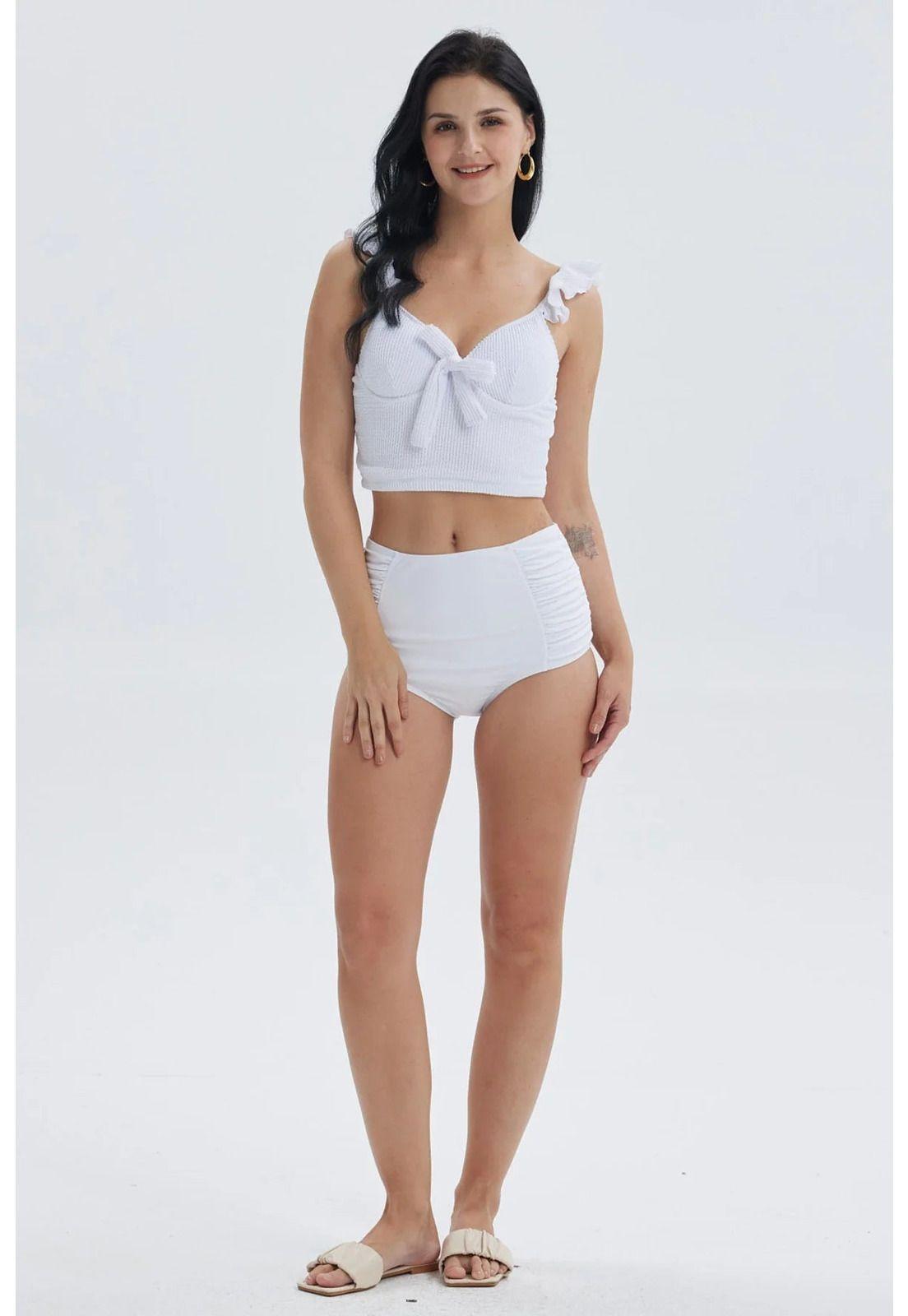 Traje de Baño Mujer Pieza Con Recorrido Blanco-3