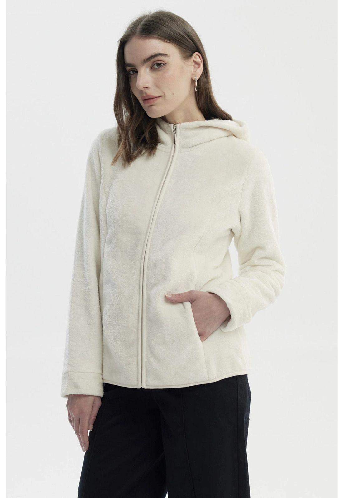 Polar Mujer Básico Plush Con Cierre Crema-1