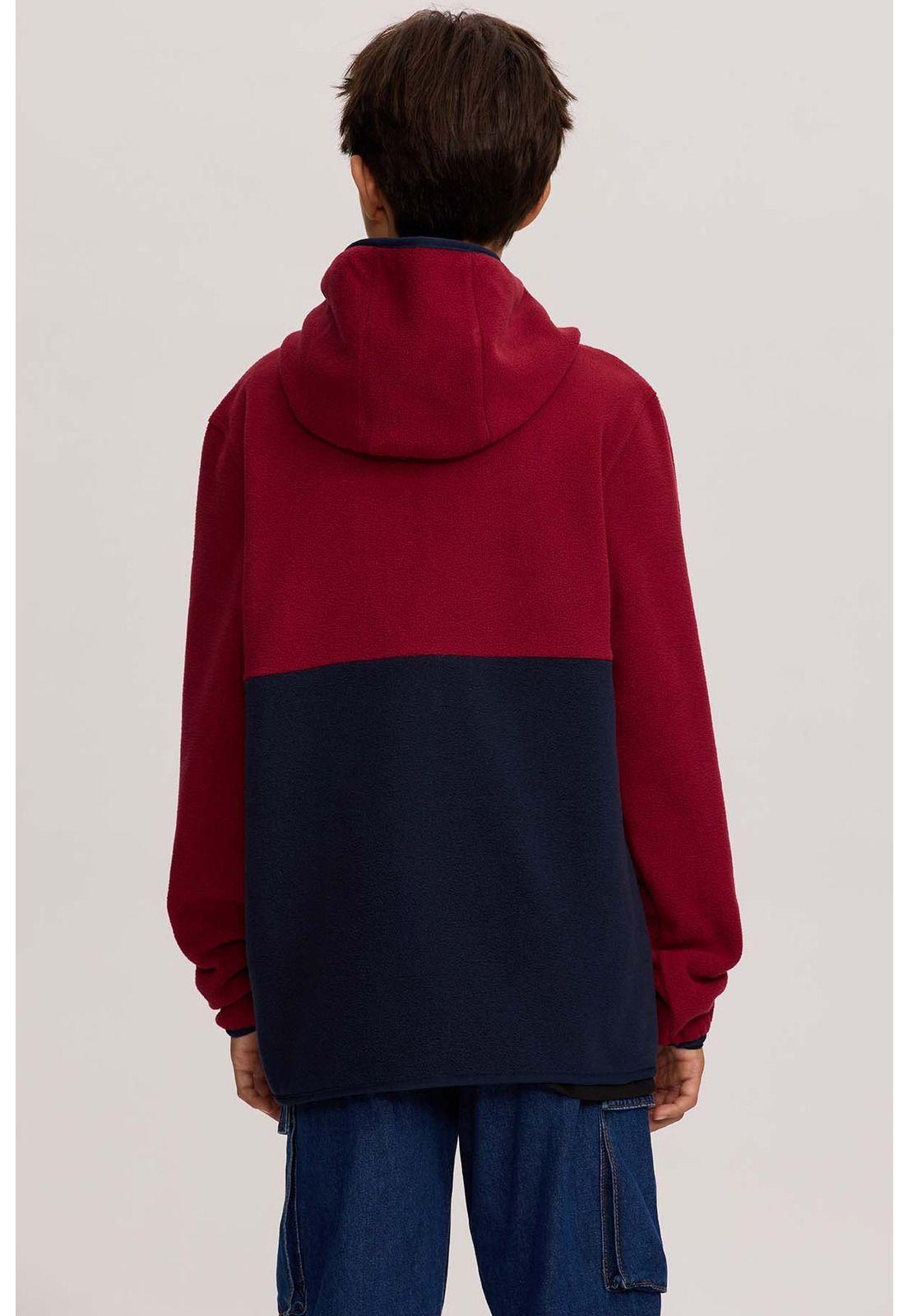 Polar Niño Con Bolsillo Burdeo-2