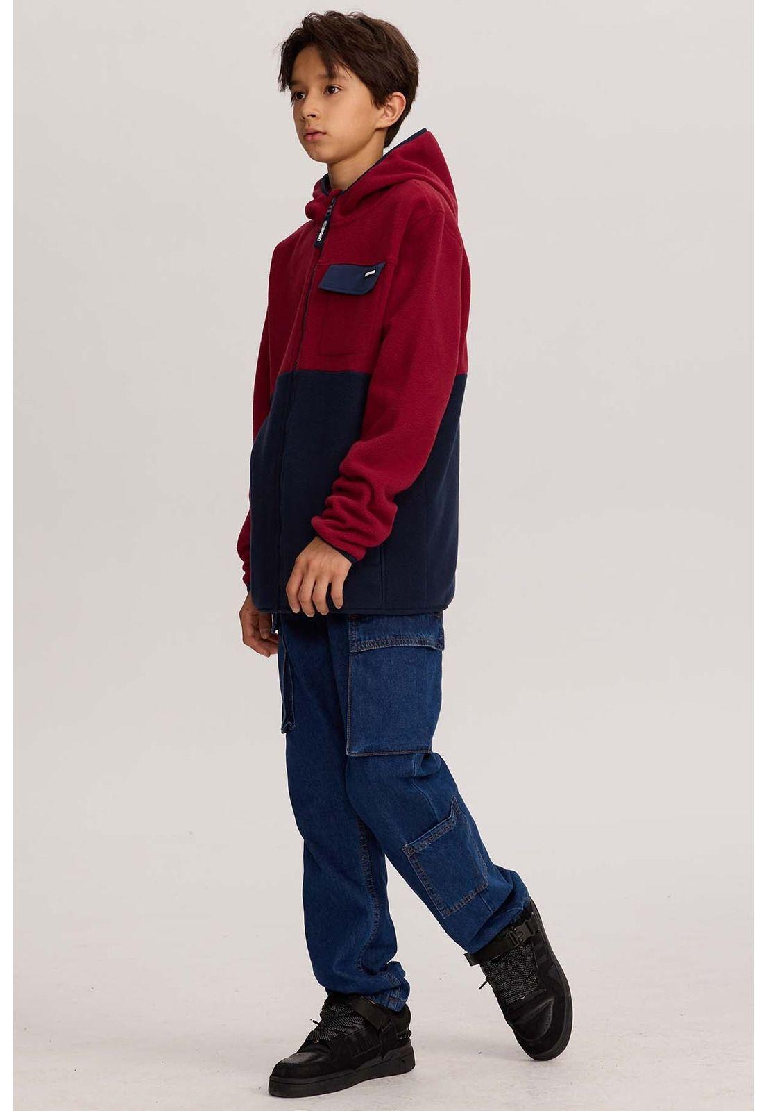 Polar Niño Con Bolsillo Burdeo-3
