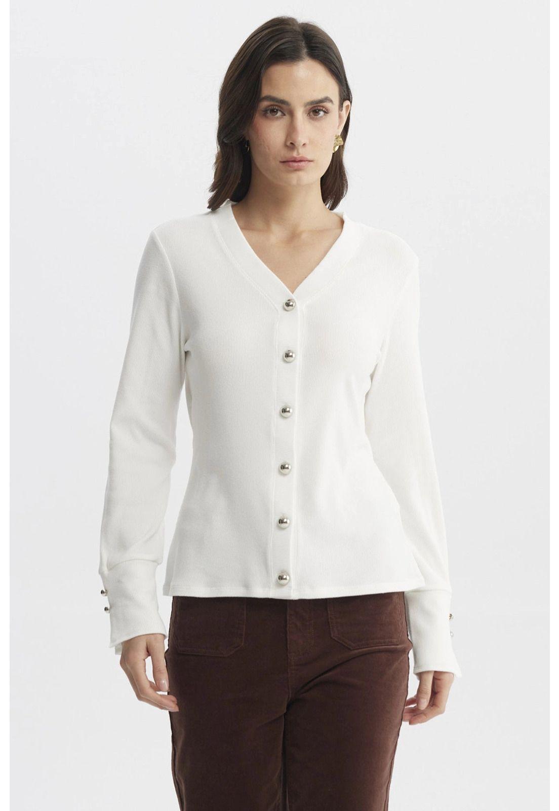 Sweater Mujer Ajustado Crudo-0