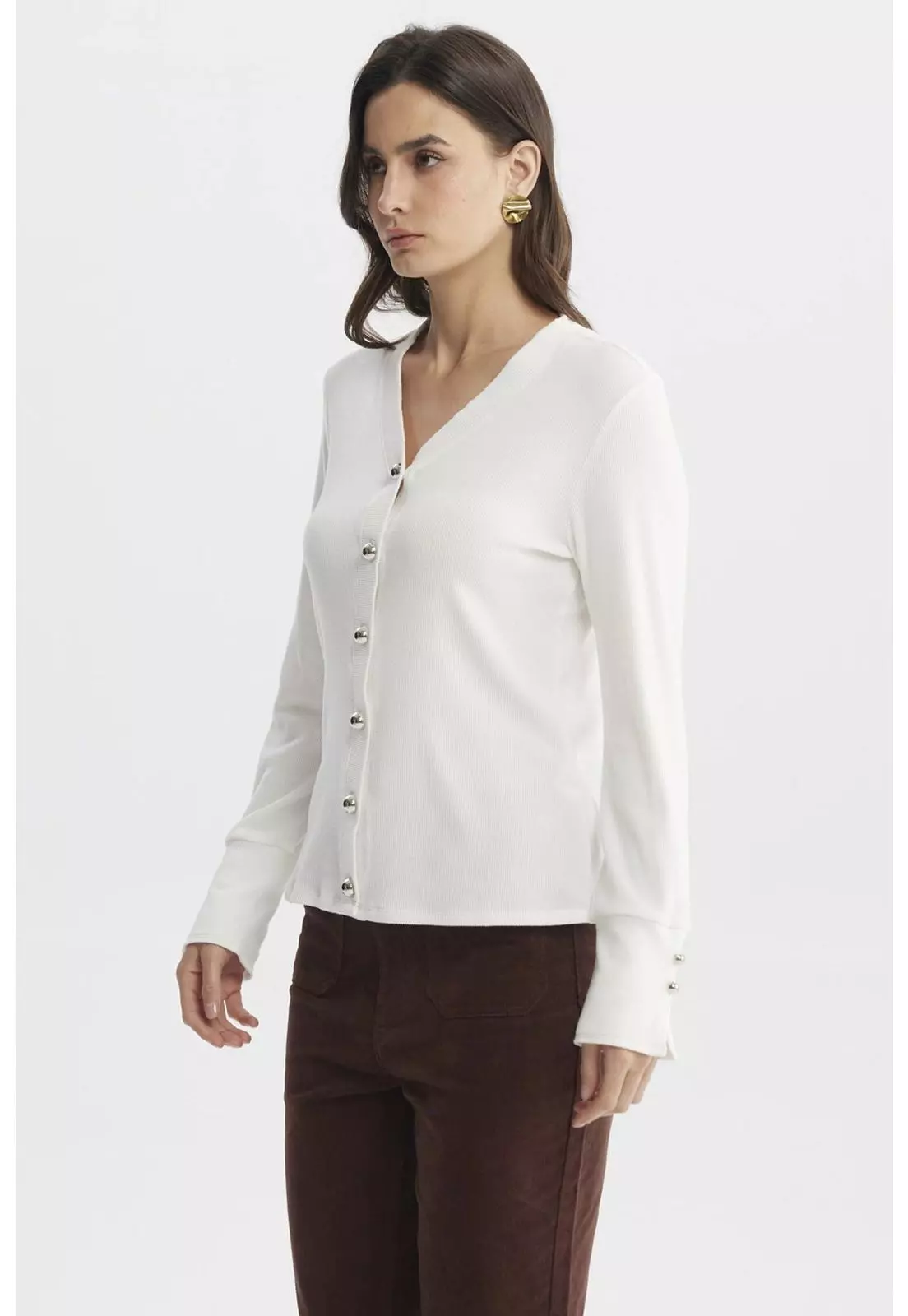 Sweater Mujer Ajustado Crudo-1