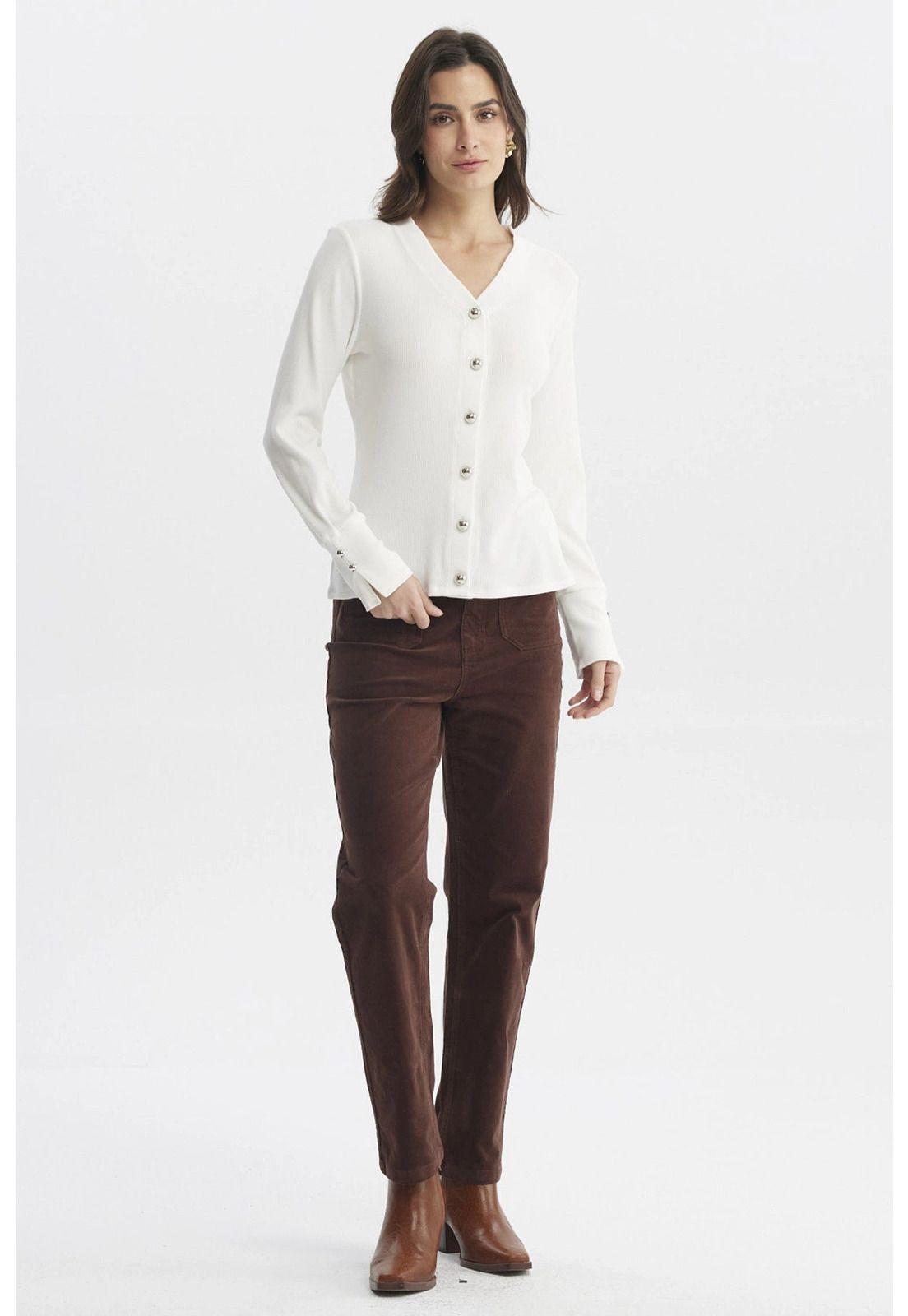 Sweater Mujer Ajustado Crudo-3