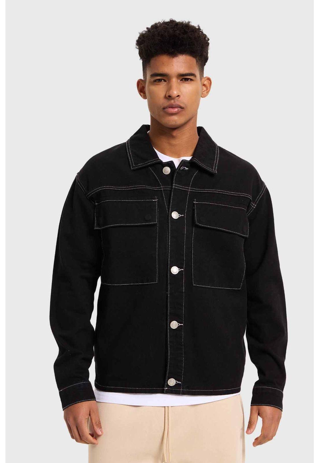 Chaqueta Hombre Con Bolsillo Negro-0