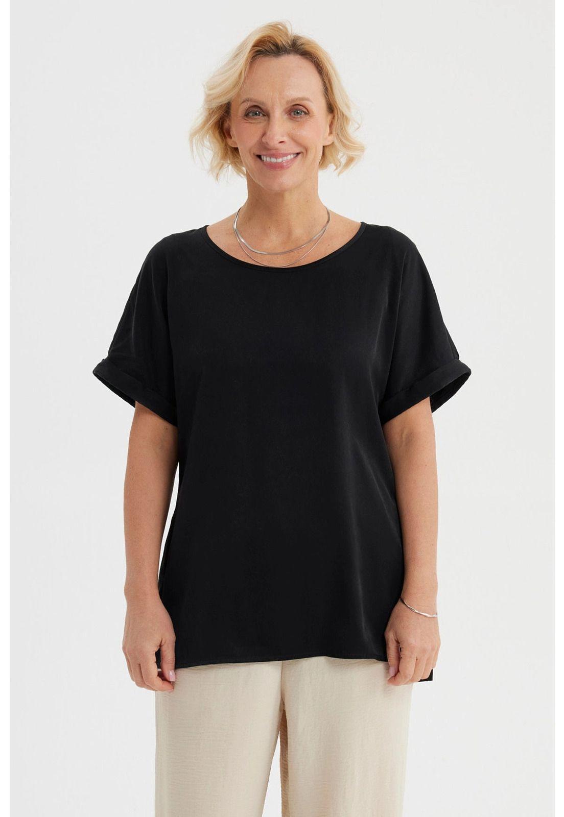 Blusa Mujer Roll Up Negro-0