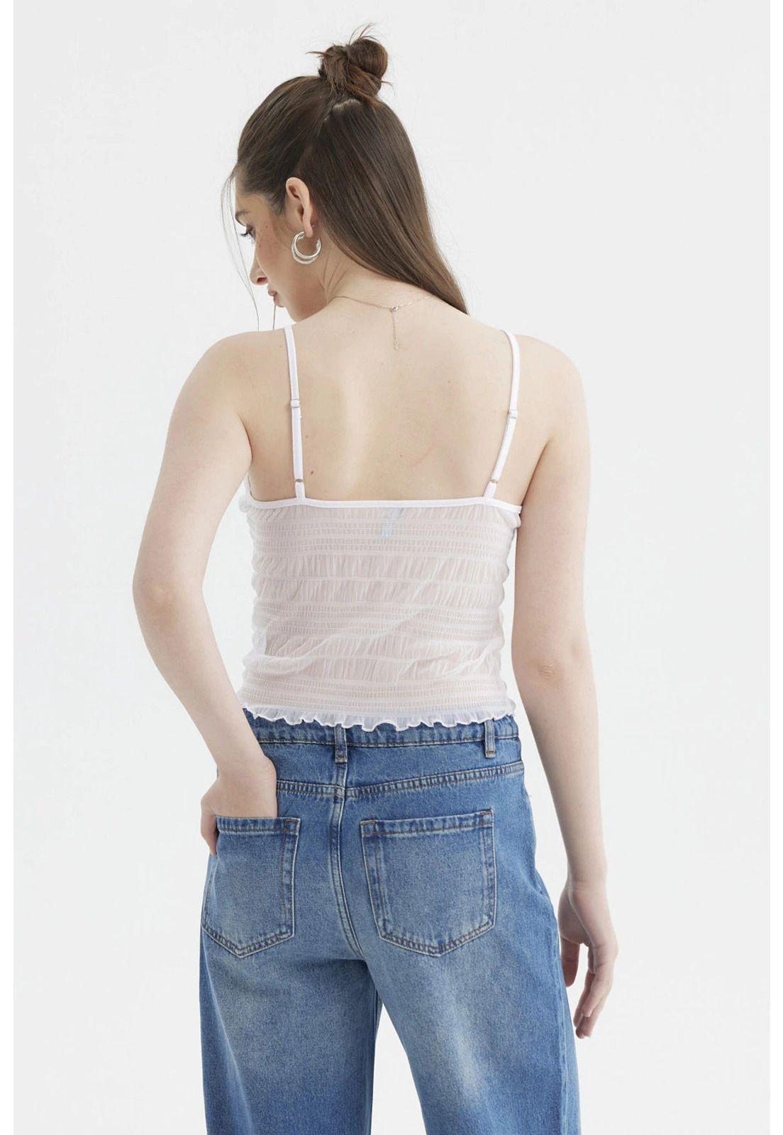 Peto Mujer Pabilo Lazo Escote Blanco-2